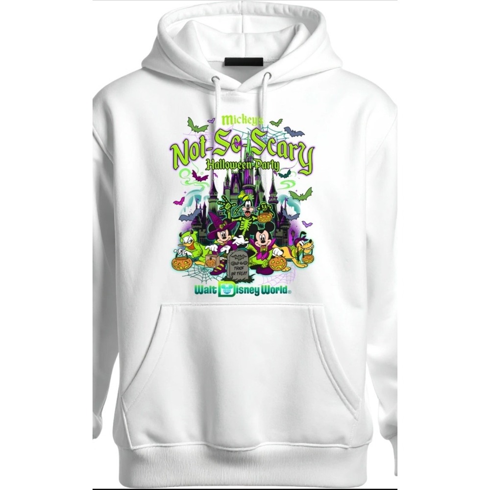 Disney World Mickey Not So Scary Halloween Party Hoodie Unisex Adult White 3XL